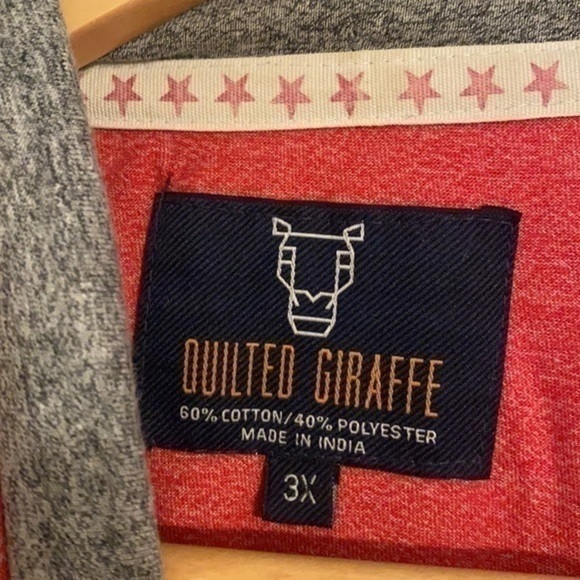 QUILTED GIRAFFE RED HOODIE SIZE 3X - Picture 2 of 4